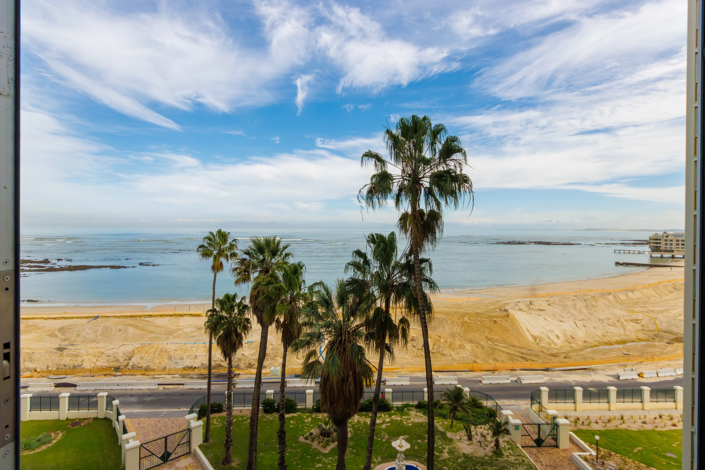Peaceful view over Strand beach and False Bay